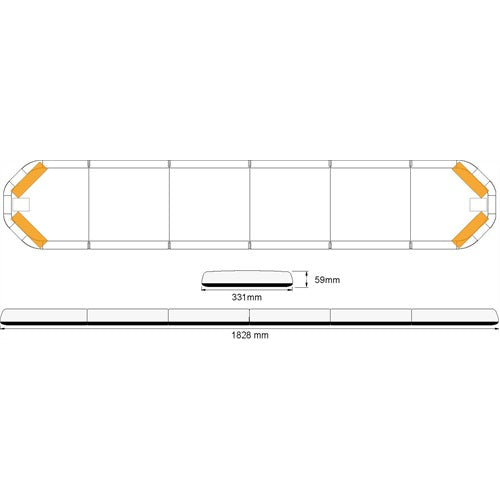 Legion LED flitsbalk - 183 cm - AMBER