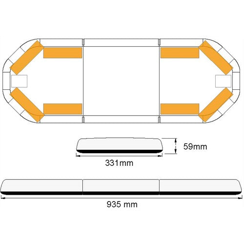 Legion LED flitsbalk - 94 cm - AMBER