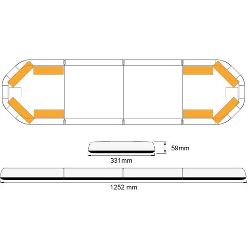 Legion LED flitsbalk - 125 cm - AMBER