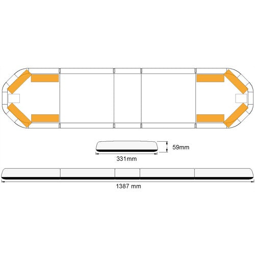 Legion LED flitsbalk - 139 cm - AMBER