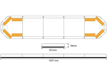 Legion LED flitsbalk - 154 cm - AMBER