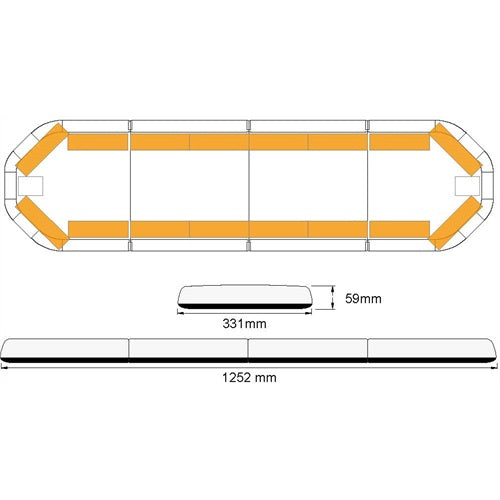 Legion LED flitsbalk - 125 cm - AMBER