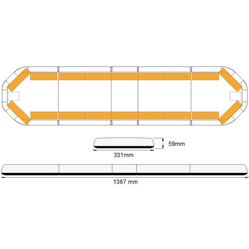 Legion LED flitsbalk - 139 cm - AMBER