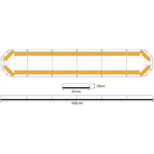 Legion LED flitsbalk - 183 cm - AMBER