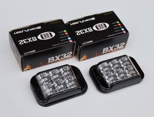 Set LED flitsers MegaFlash BX32 Dual Color - Amber/Blauw - NOS