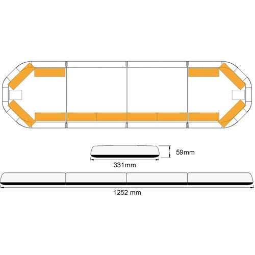 Legion LED flitsbalk - 125 cm - AMBER